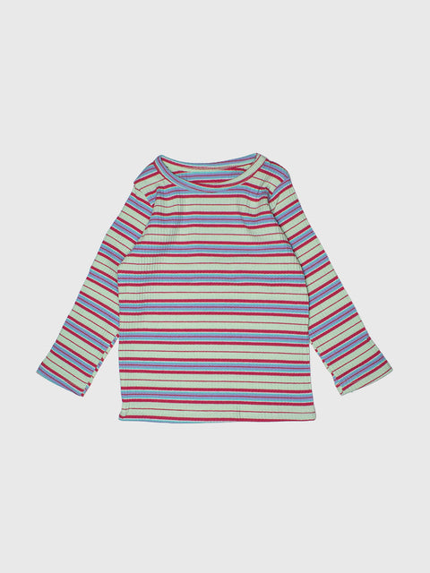 Striped Ribbed Pajamas Set in Green Multi