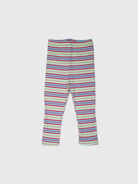 Striped Ribbed Pajamas Set in Green Multi