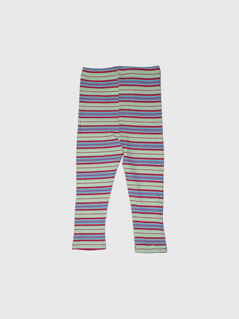 Striped Ribbed Pajamas Set in Green Multi