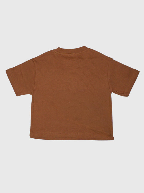 Flower Boxy Tee in Brown/Blue