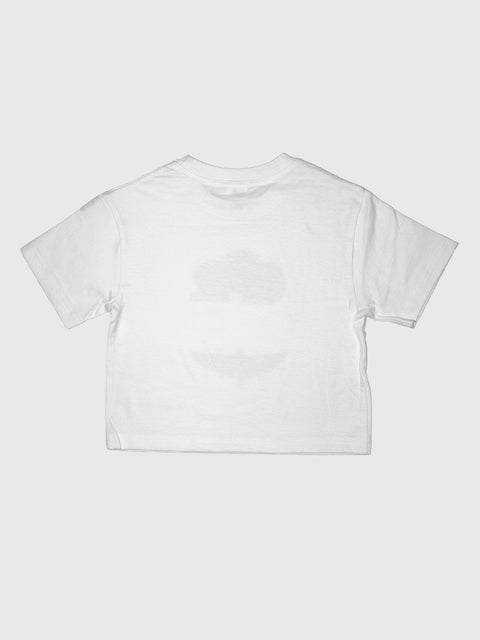 Flower Boxy Tee in White/Blue