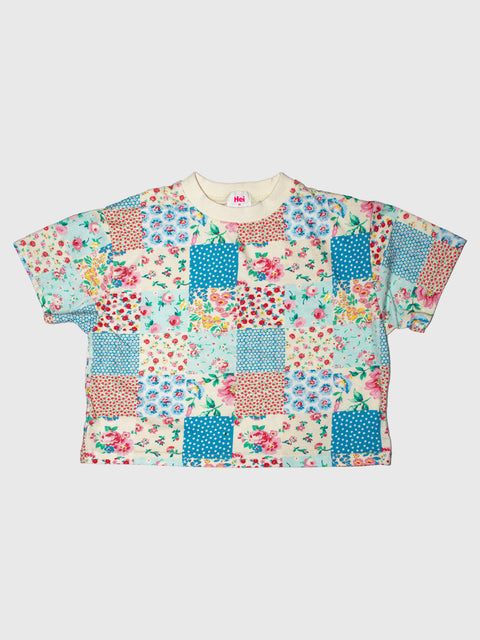 Patchwork Tee in Pink/Blue Multi
