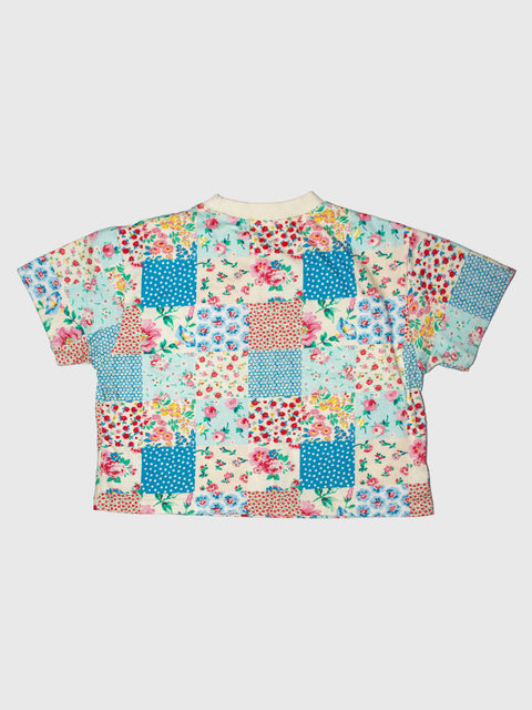 Patchwork Tee in Pink/Blue Multi