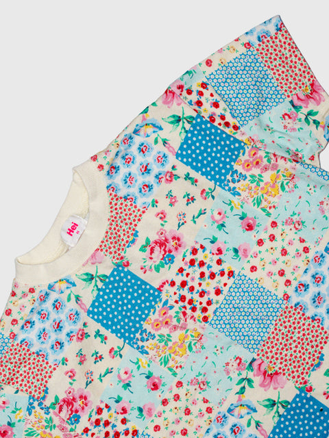 Patchwork Tee in Pink/Blue Multi