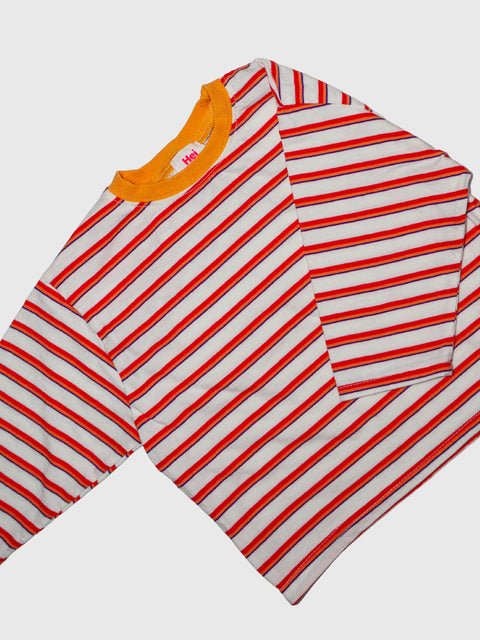 Retro Stripe Long Sleeve in Red Multi