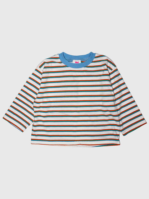 Retro Stripe Long Sleeve in Teal Multi