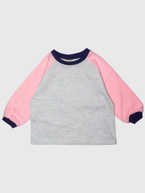 Raglan Baseball Shirt in Pink/Navy