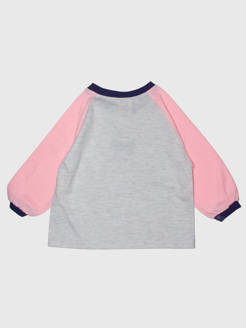 Raglan Baseball Shirt in Pink/Navy