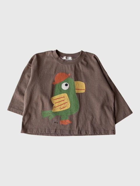 Long Sleeve Toucan Tee in Brown