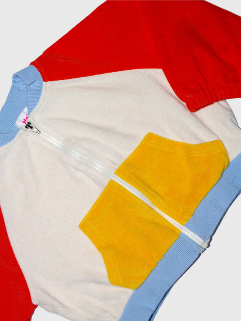 Colorblock Terry Zip Jacket in Primary