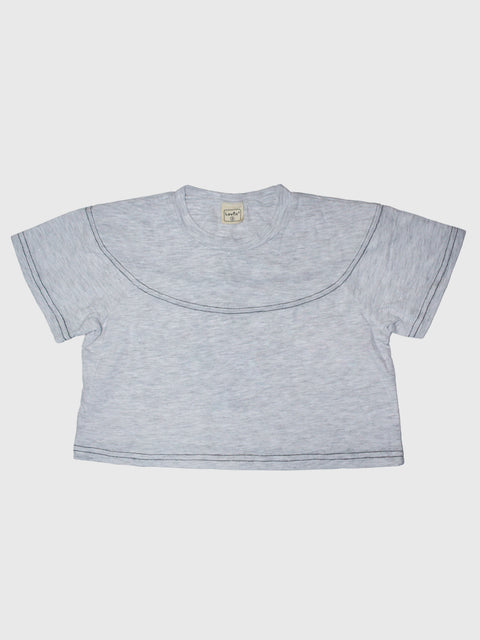 Stitch Boxy Tee in Heather Gray