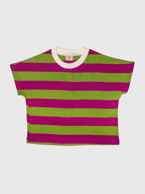 Stripe Tee in Green/Magenta