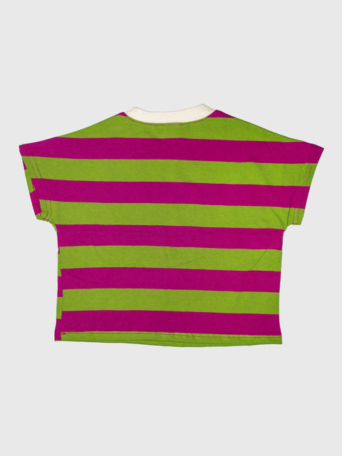 Stripe Tee in Green/Magenta