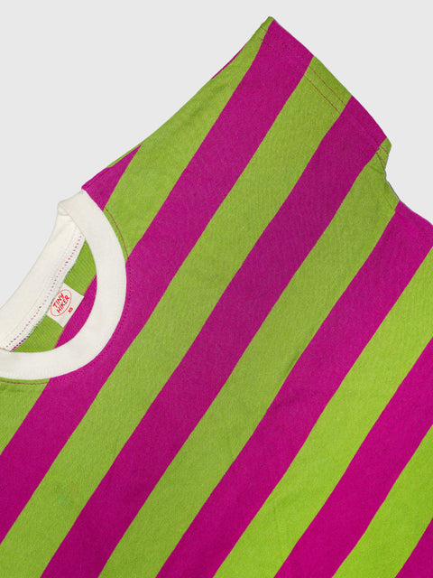 Stripe Tee in Green/Magenta