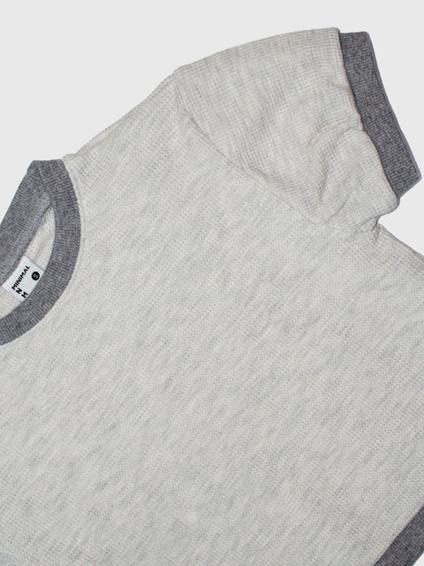 Waffle Knit Short Sleeve Sweatshirt in Gray