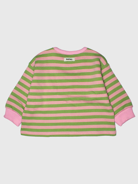 Stripe Sweatshirt in Pink/Green