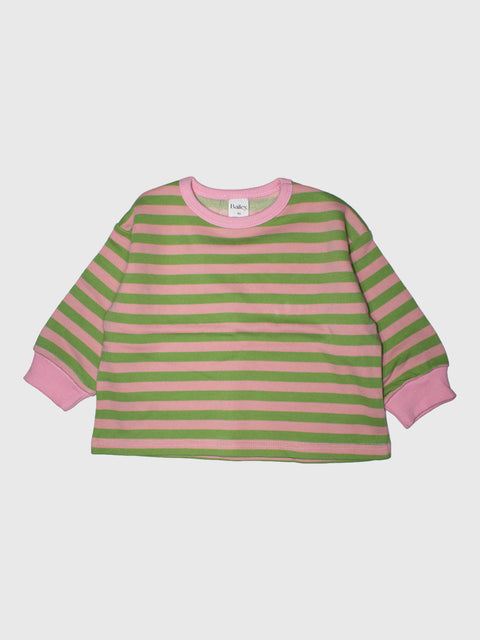 Stripe Sweatshirt in Pink/Green