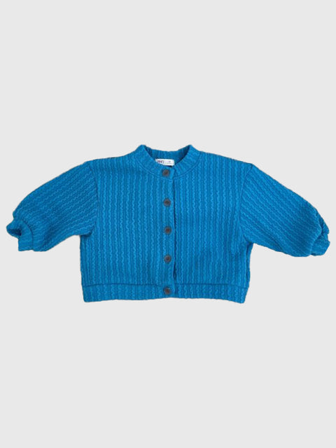 Textured Knit Cardigan in Bright Blue