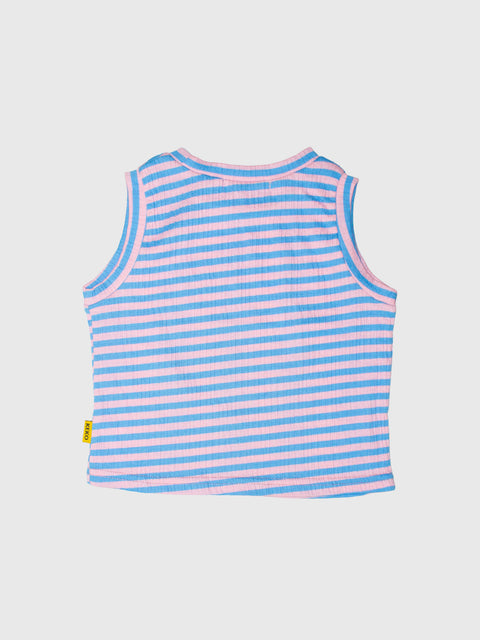 Ribbed Stripe Tank in Blue