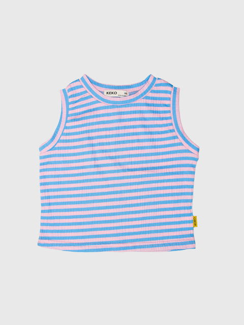 Ribbed Stripe Tank in Blue