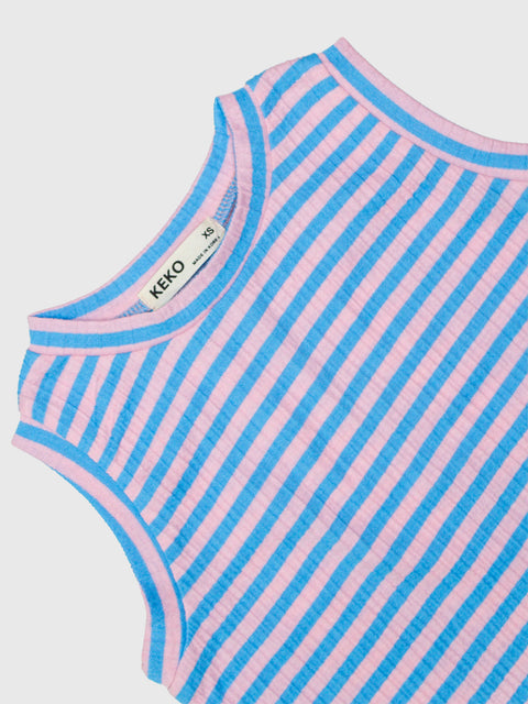 Ribbed Stripe Tank in Blue