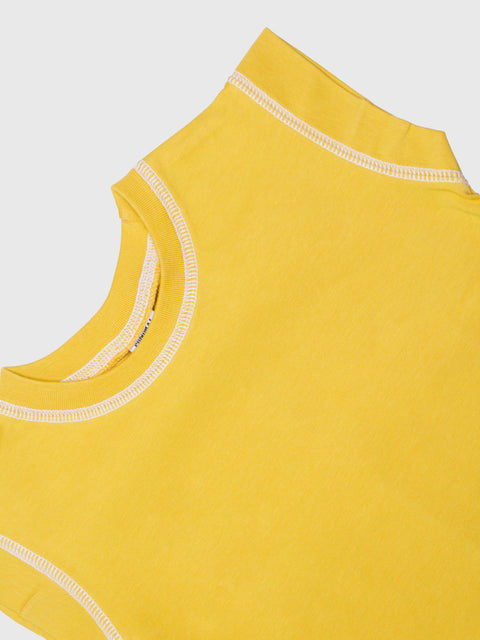 Contrast Stitch Muscle Tee in Mustard