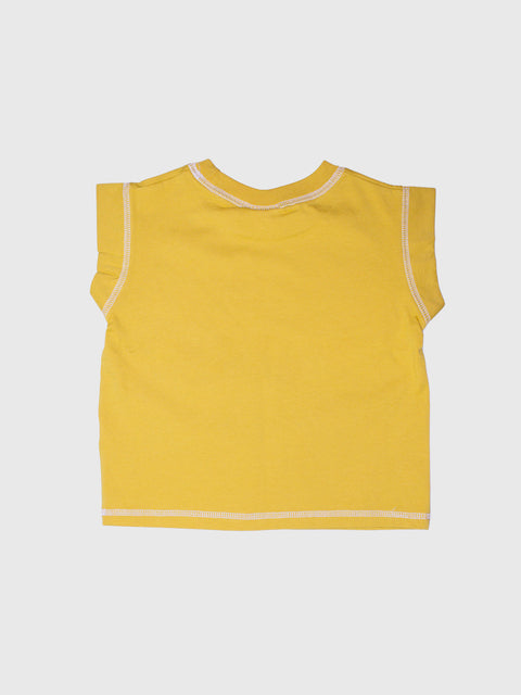 Contrast Stitch Muscle Tee in Mustard