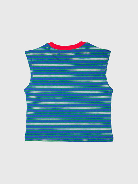 Retro Striped Muscle Tank in Green/Blue