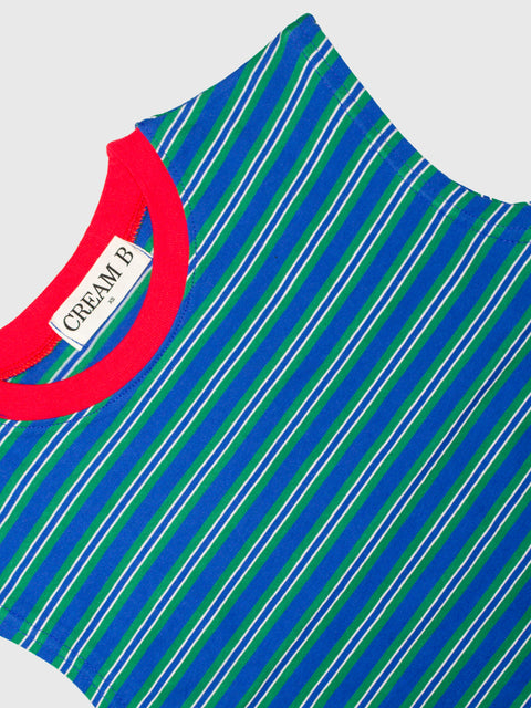 Retro Striped Muscle Tank in Green/Blue