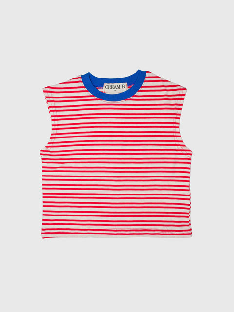 Retro Striped Muscle Tank in Red/White