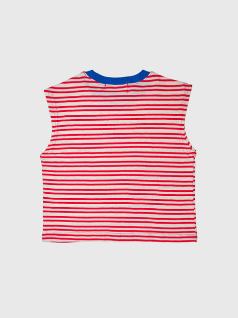 Retro Striped Muscle Tank in Red/White