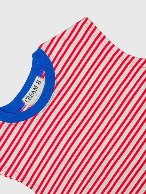 Retro Striped Muscle Tank in Red/White