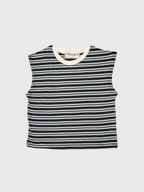 Retro Striped Muscle Tank in Mint/Chocolate