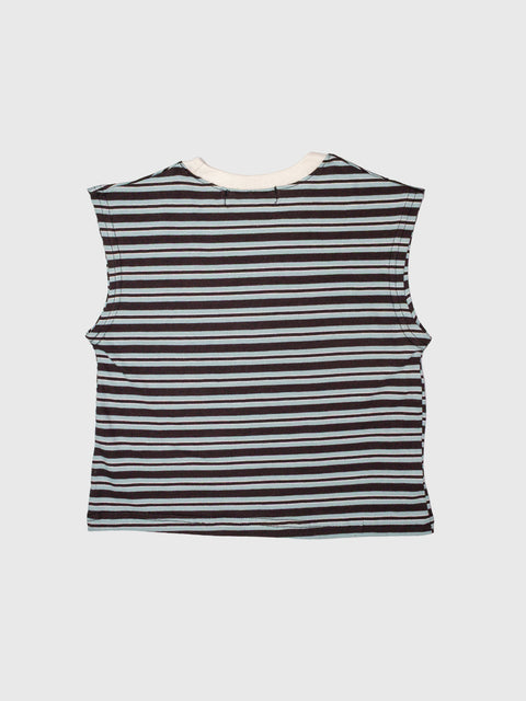 Retro Striped Muscle Tank in Mint/Chocolate