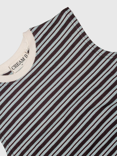 Retro Striped Muscle Tank in Mint/Chocolate
