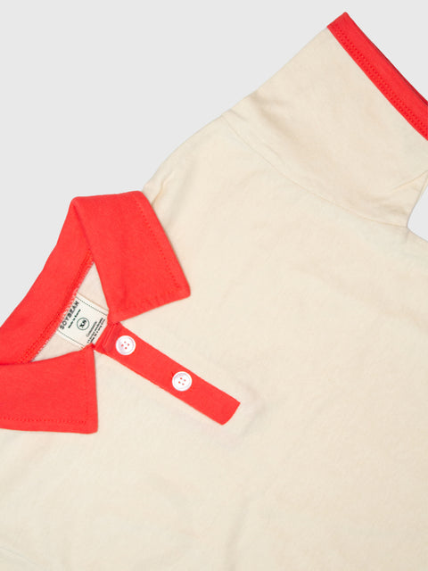 Retro Ringer Polo Shirt in Cream/Red
