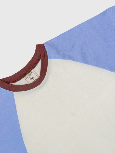 Raglan Baseball Tee in Sky Blue/Brown