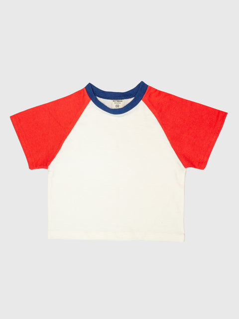 Raglan Baseball Tee in Red/Navy
