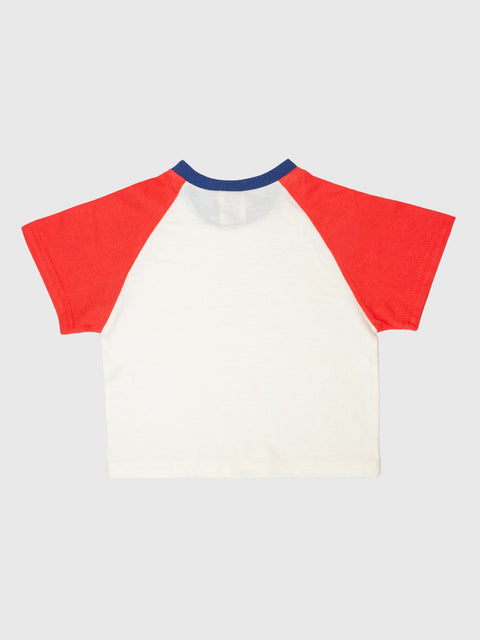 Raglan Baseball Tee in Red/Navy