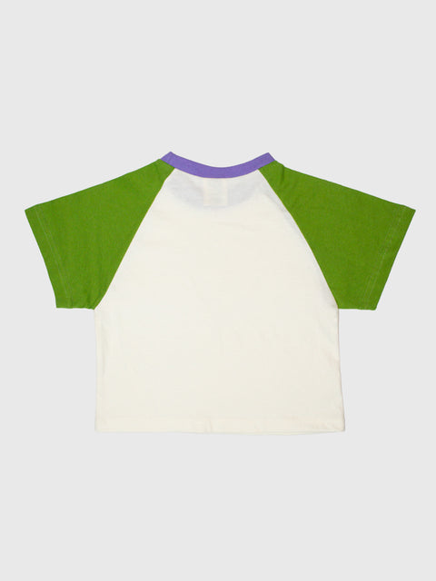 Raglan Baseball Tee in Green/Purple