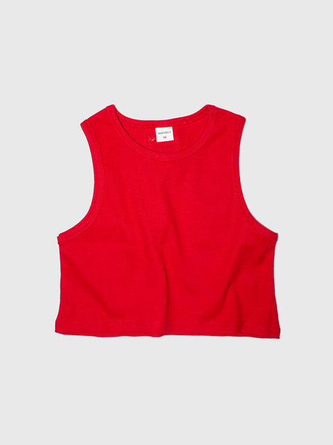 Ribbed Boxy Tank in Red