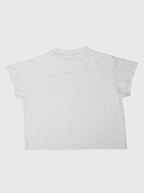 White t-shirt on a light gray background