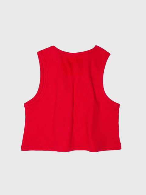 Ribbed Boxy Tank in Red