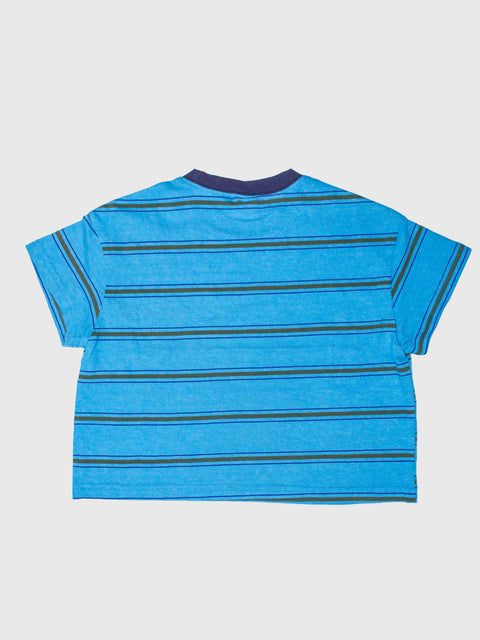 Pigment Striped Boxy Tee in Pool Blue