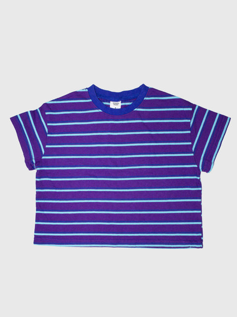 Striped Boxy Tee in Electric Grape