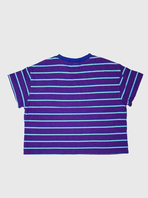 Striped Boxy Tee in Electric Grape