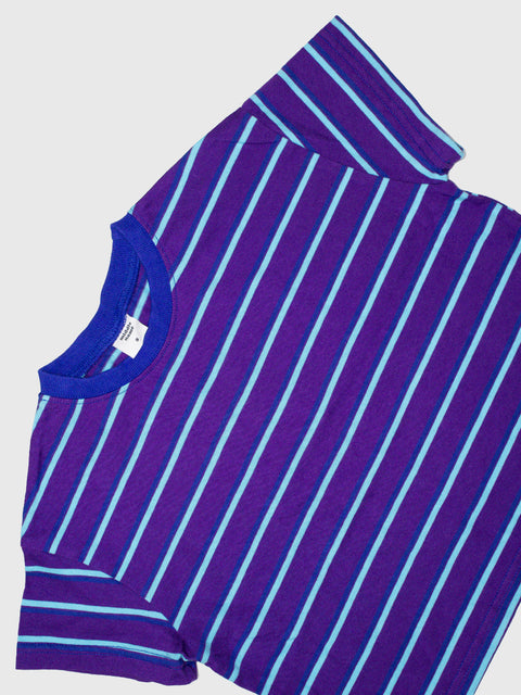 Striped Boxy Tee in Electric Grape
