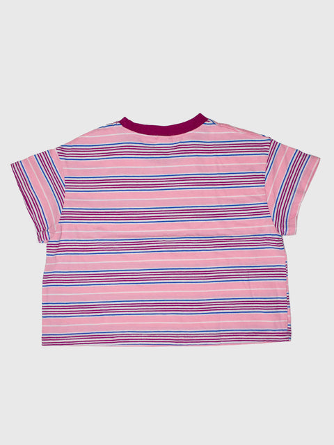 Striped Boxy Tee in Bubble Gum Pink