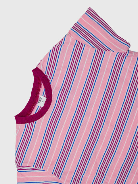 Striped Boxy Tee in Bubble Gum Pink