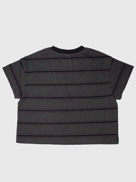 Pigment Striped Boxy Tee in Washed Black